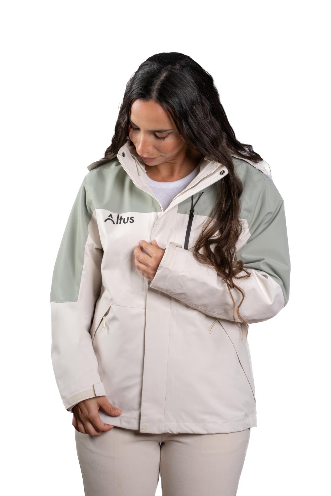 Beige and Pistachio Polar Fleece Jacket