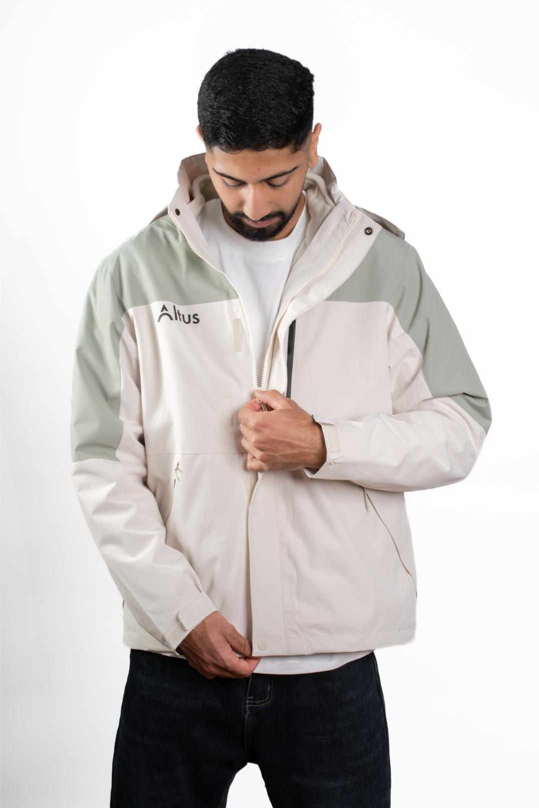 Beige and Pistachio Polar Fleece Jacket