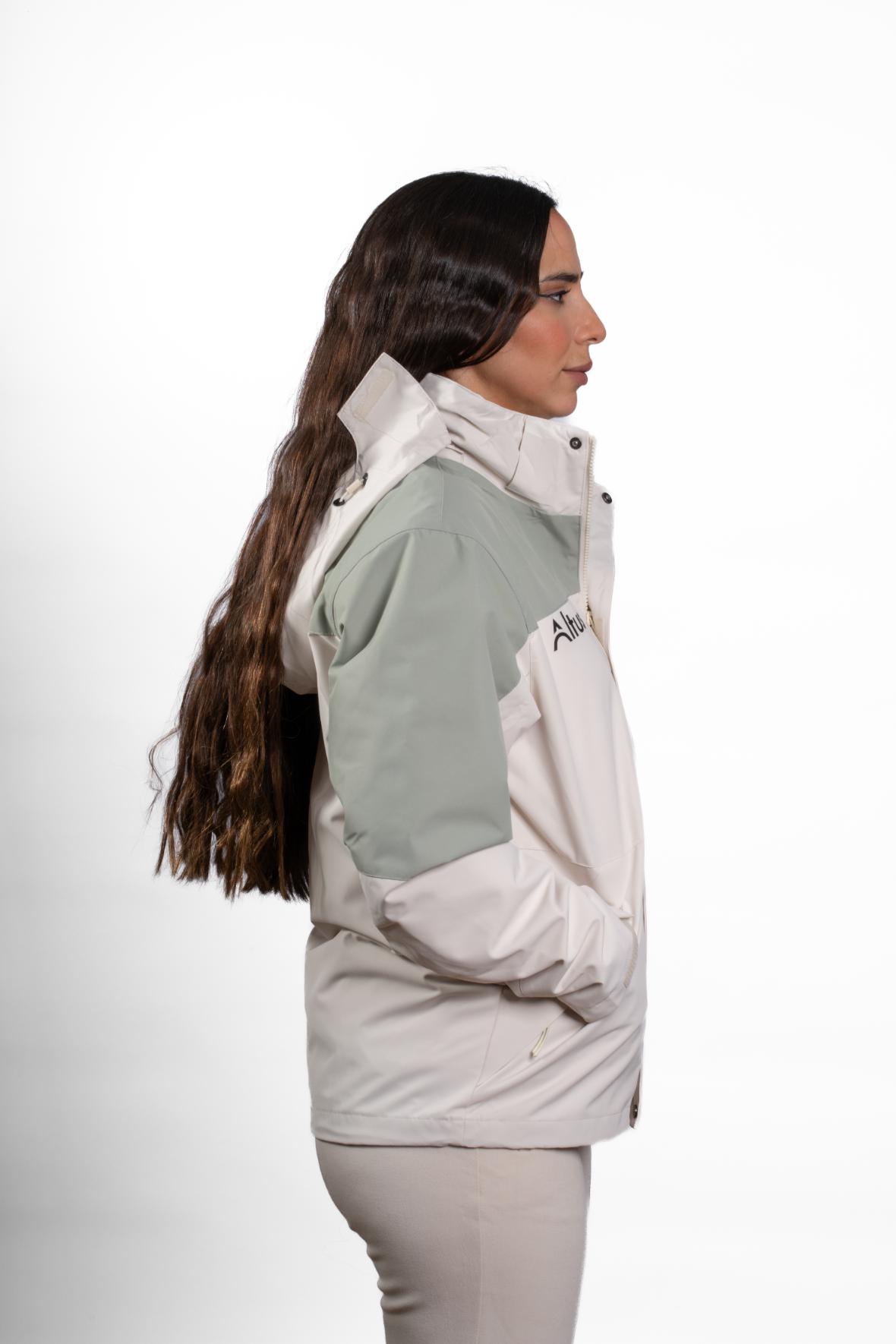 Beige and Pistachio Polar Fleece Jacket